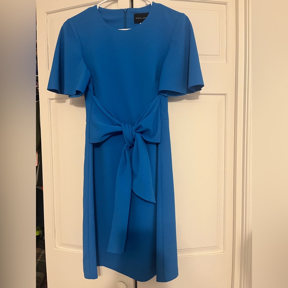 NWT Donna Morgan Flutter Sleeve Waist Tie Sheath Dress French Blue size 2